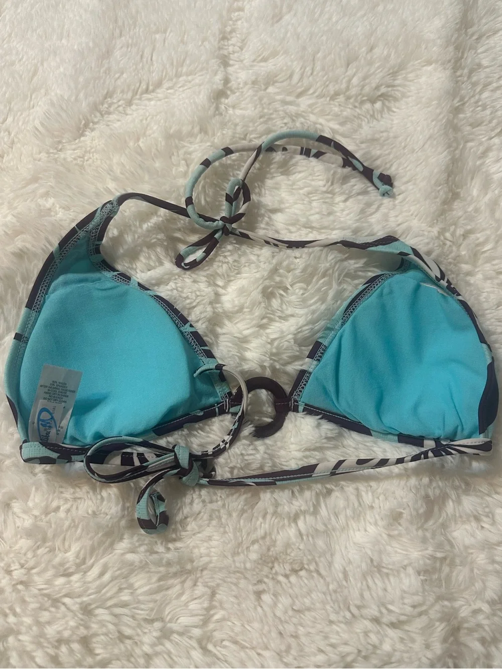 Malibu Dream Girl Tropical Bikini Set M Top L Bottom Aqua Blue Purple Boho - Picture 6 of 13